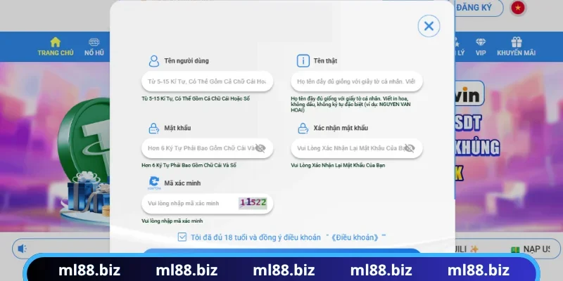 Hướng dẫn đăng ký ML88 với quy trình đầy đủ và chi tiết