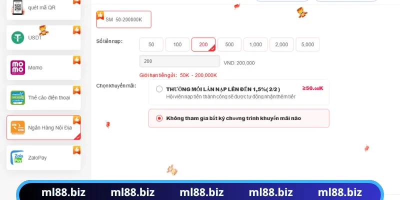 Người chơi thanh toán nạp tiền ML88 qua ngân hàng siêu tốc